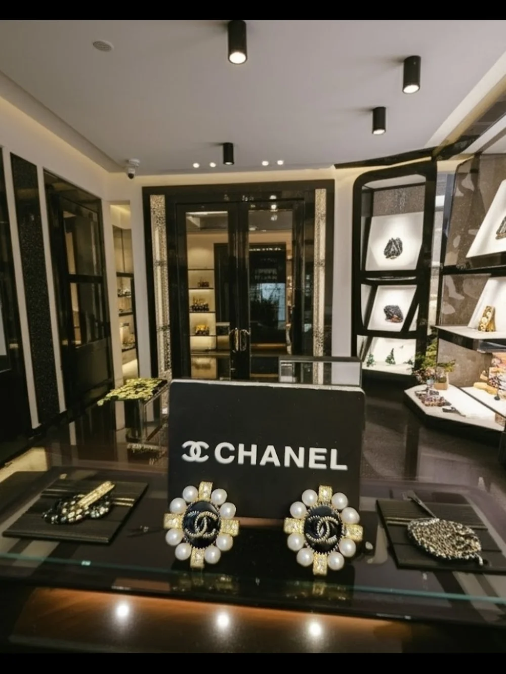 CHANEL Enamel Earrings In Goldtone With Pave' Crystals And Pearls